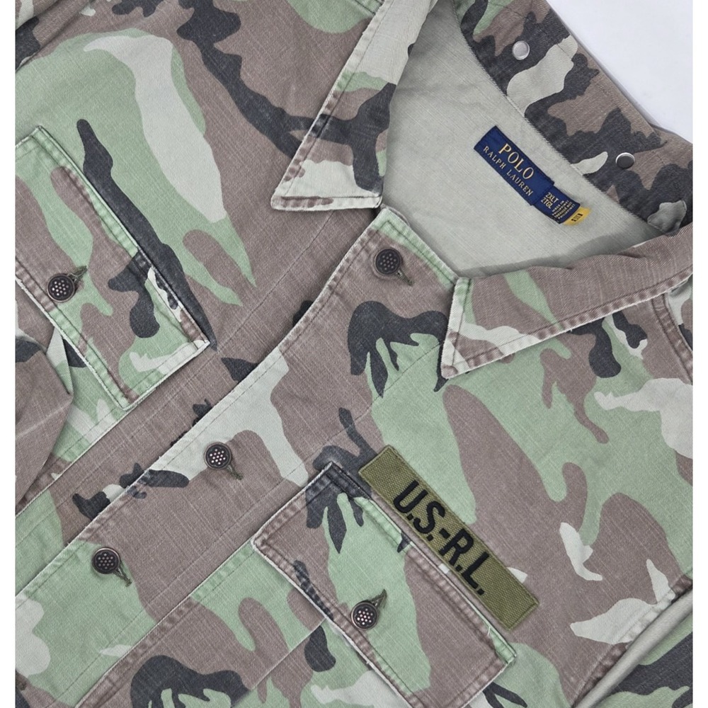 Polo Ralph Lauren Camo Twill Regiment Military Over Shirt Jacket Size XXL